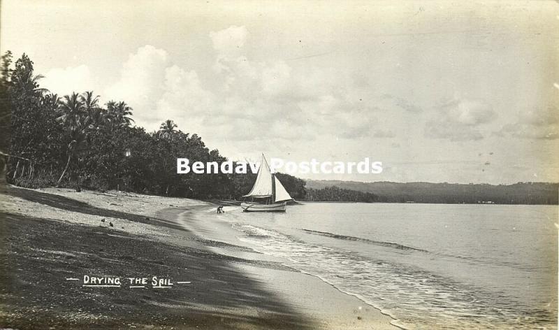 Bismarck Archipelago PNG, RABAUL, New Britain, Drying the Sail (1910s) RP