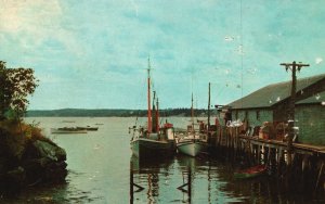 Postcard Fishing Boats Lobster Craters Portland Maine ME