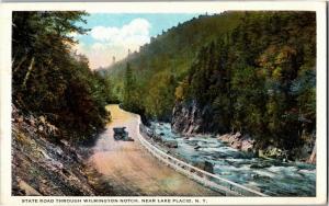 State Road Through Wilmington Notch Near Lake Placid NY Vintage Postcard Y13