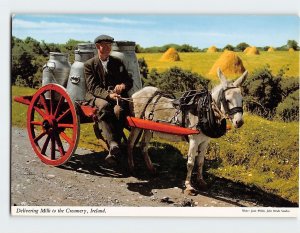 Postcard Delivering Milk to the Creamery, Ireland