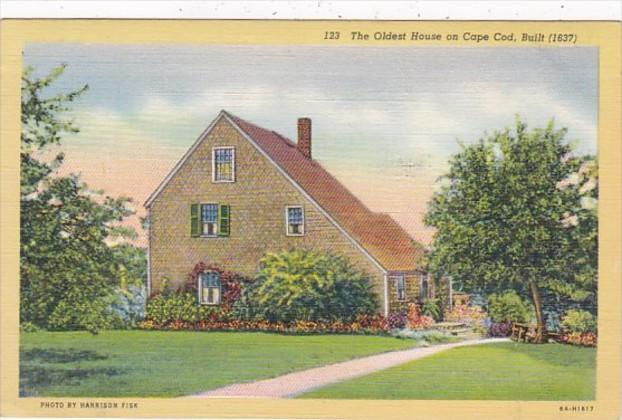 Massachusetts Cape Cod Oldest House Built 1637 Curteich 1950