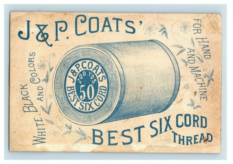 Lot of 3 1880's J&P Coats Six Cord Spool Thread Children Cute Dog P174