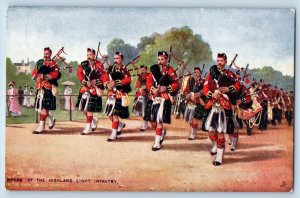 London Postcard Pipers of the Highland Light Infantry c1910 Oilette Tuck Art