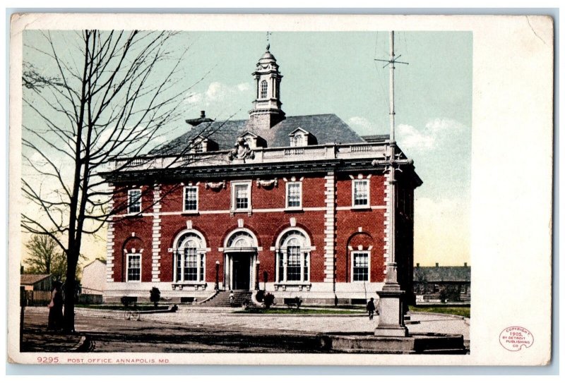 c1905 Post Office Building Facade Steps Entrance Annapolis Maryland MD Postcard