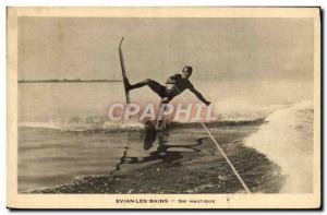 Old Postcard Evian les Bains Waterskiing