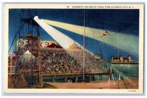 c1940's Acrobats on End of Steel Pier Atlantic City New Jersey NJ Postcard