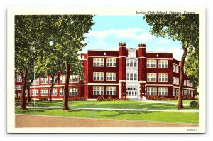 Postcard Junior High School Ottawa Kansas c1949