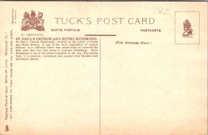 St Paul's Church, Hotel Richmond Tucks 2396 Richmond VA Vintage Postcard V58