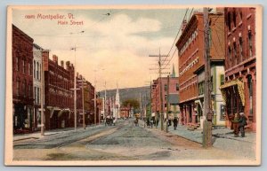 Main Street  Montpelier Vermont  Postcard  c1915