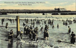 Pleasure Pier and Sun Parlor Bathing in Mid-Winter Long Beach California