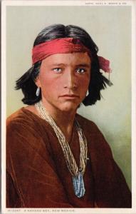 A Navajo Boy New Mexico NM Native American Indian Indigenous c1928 Postcard E36