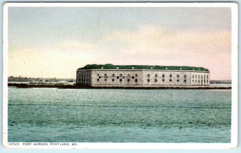 PORTLAND, Maine ME  FORT GORGES  ca 1910s Detroit Phostint Postcard