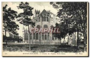 Old Postcard Mantes sur Seine Apse From & # 39Eglise Notre Dame