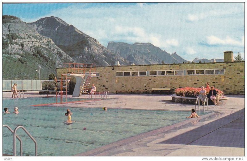 Waterton Lakes swimming pool and Waterton Valley, Alberta, Canada, 40-60s