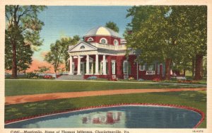 Vintage Postcard 1930s Home Monticello Thomas Jefferson Charlottesville Virginia