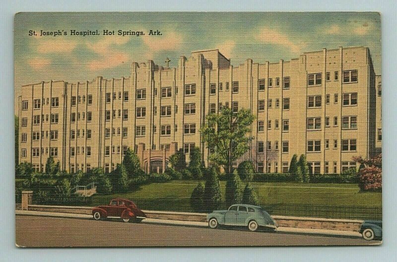 St. Joseph's Hospital Street Cars Auto Building Hot Springs Arkansas