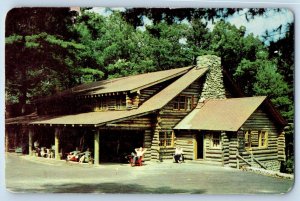 1960 Lake Georgia New York Postcard Canoe Island Lodge Main Lodge Center Room
