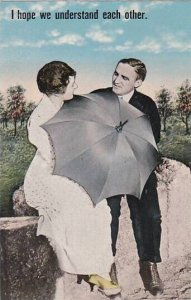 Romantic Couple With Umbrella I Hope We Understand Each Other