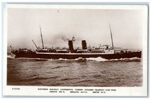 RPPC Photo Postcard Southern Railway Continental Turbine Steamer Biarritz 1925