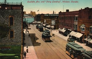 Vintage Postcard 1912 Ouellette Ave. & Ferry Landing Windsor Canada Stedman Bros