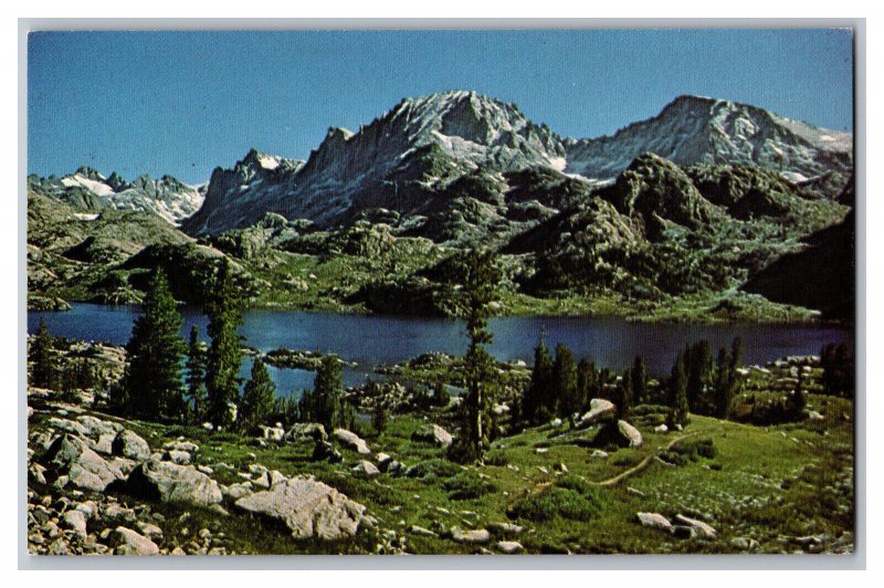 Postcard WY Fremont Peak Over Island Lake Wyoming