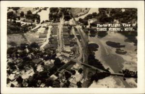 Three Rivers MI Aerial View Real Photo Postcard rpx