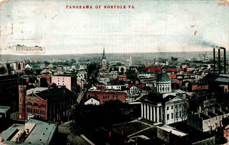 Postcard Panorama of Norfolk Virginia AB8 