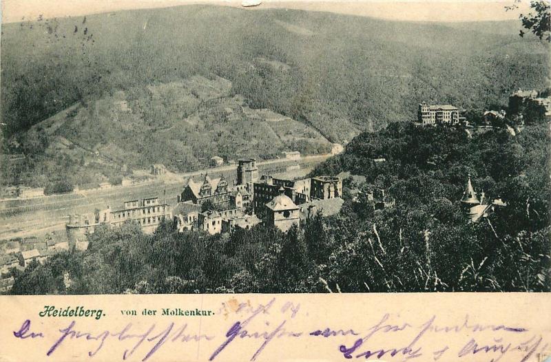 HEIDELBERG GERMANY VON DER MOLKENKUR POSTCARD c1904