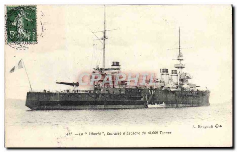 Old Postcard La Liberte Breastplate d & # 39Escadre 15,000 tons Boat