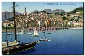 Old Postcard Menton Port Vue Generale Boat