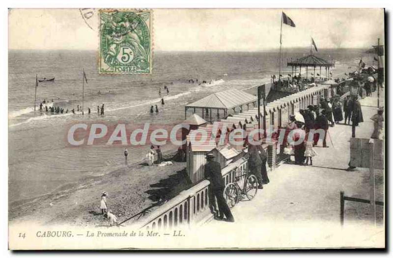 Old Postcard Cabourg Promenade De La Mer