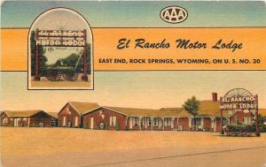 Rock Springs WY~El Rancho Motor Court Lodge~Inset Wagon~Boschetto's~1940s Linen 