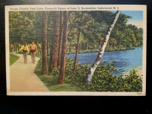 Vintage Postcard 1955 Ocean County Park Lake (Rockefeller Estate) Lakewood NJ