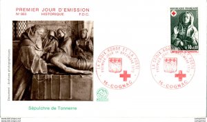FDC France Croix Rouge Sepulchre de Tonnerre Cognac 19073
