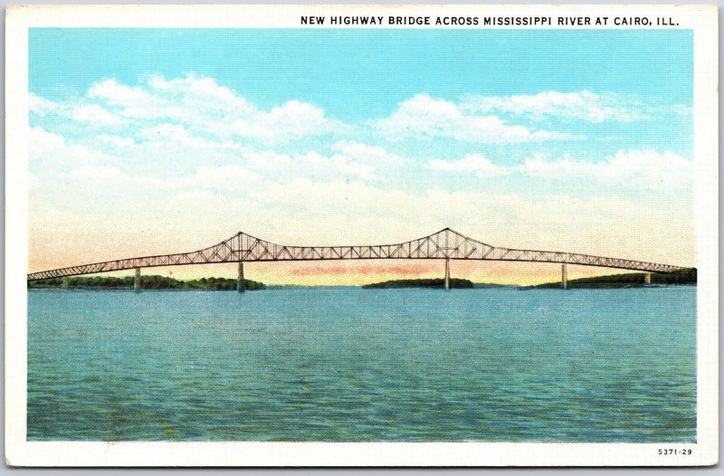 New Highway Bridge Across Mississippi River At Cairo Illinois IL Postcard