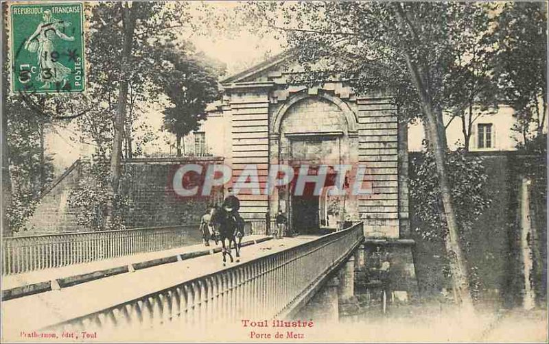 Old Postcard Gate of Metz All Illustrates Army