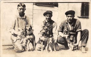 J57/ Akron Ohio RPPC Postcard c1910 Hunters Overalls Dogs Muckensturm 369