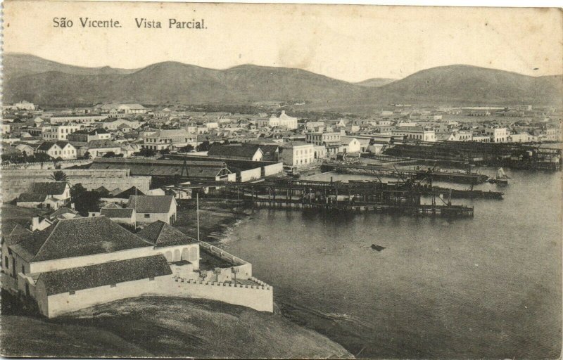 PC CPA CABO VERDE CAPE VERDE S. VICENTE VISTA PARCIAL Vintage Postcard (b26737)
