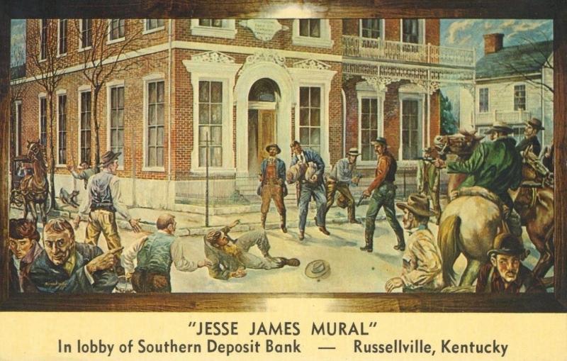 Jesse James Mural Southern Deposit Bank Russellville Kentucky KY Postcard E1