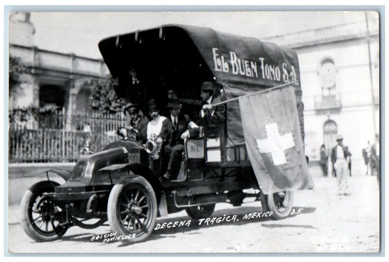 Mexico Postcard Tragic Ten The Good Tone SA Vehicle c1910's RPPC Photo
