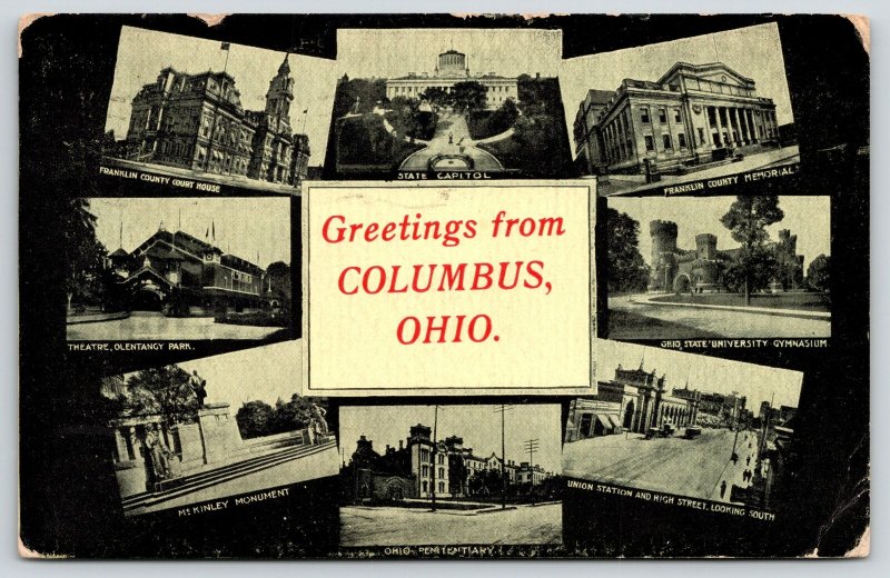 Columbus Ohio~Multi Vw~Prison~Theatre Olentagy Park~Court House~High Street~1911 