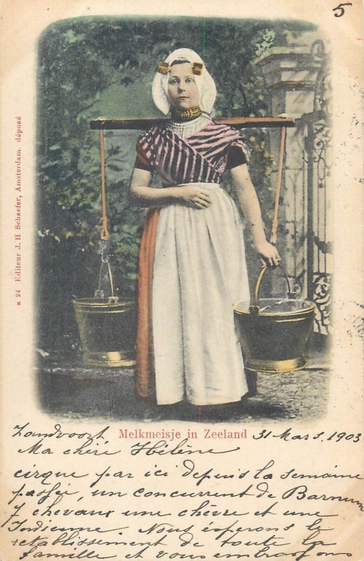 Dutch folk types costumes milkmaids fishermen Netherlands 1900`s postcards lot 