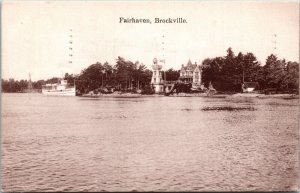 Postcard Ontario Brockville Fairhaven Summer Residences Defunct Steamer 1908 K89