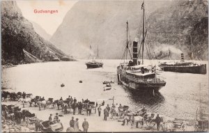 Gudvangen Norway Norge Ships Steamship Norvege Unused Christiania Postcard H60