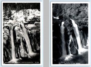 2 Postcards BURNEY FALLS, Shasta County California CA ~ Summer/Winter c1950s