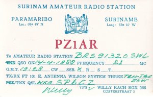 Suriname Paramibo South America QSL Amateur Radio Card