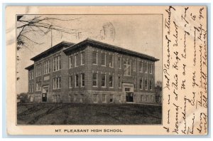 1910 Mt. Pleasant High School Iowa IA Exterior Building Vintage Antique Postcard