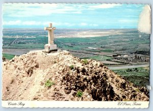 1960 El Paso Texas Postcard Cristo Rey Mountain Top Cross Rockies Christendom