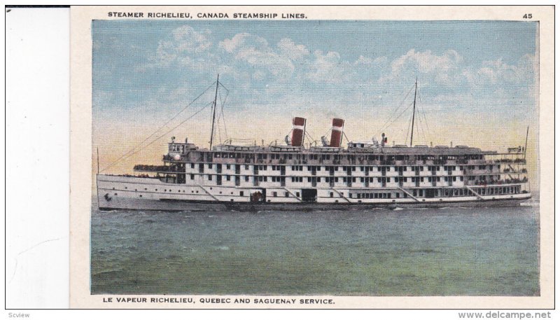 Steamer Richelieu , Canada Steamship Lines , Saguenay Service