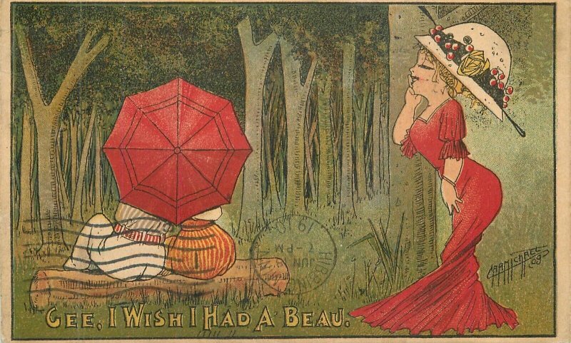 Postcard Carmichael 1910 Wish I had a beam Series comic humor TP & CO 23-1925